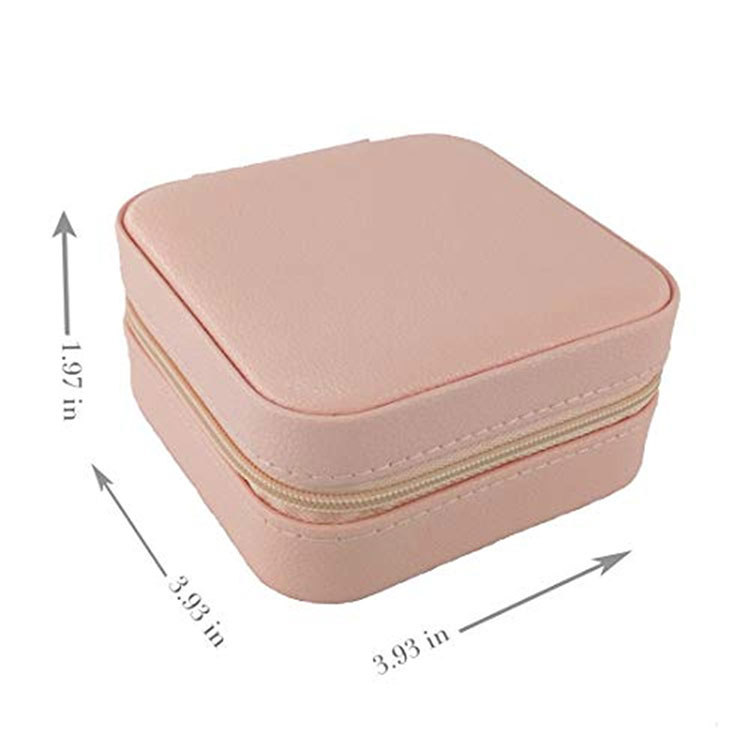 Square Shape Mini Läder Organizer Reseförvaring Smycken Bärväska för Halsband Örhängen Armband Ringar